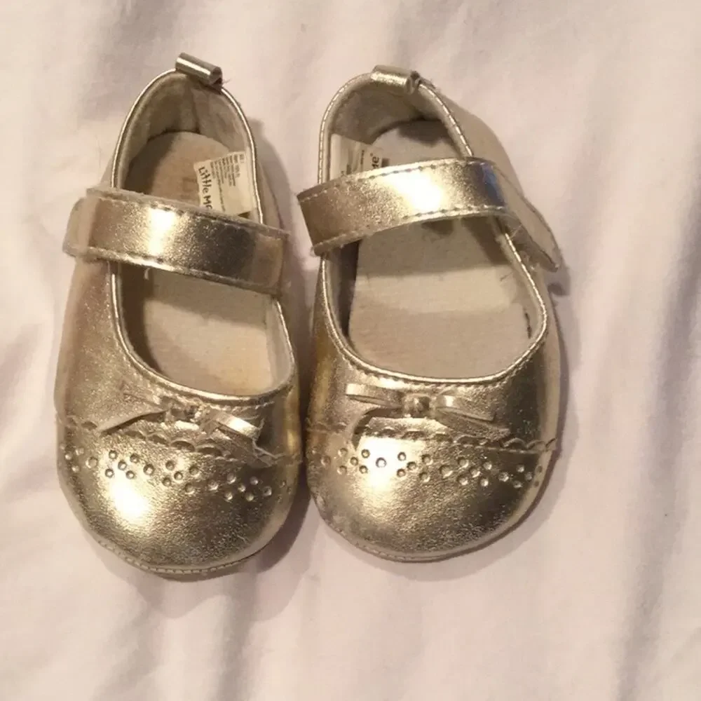 Gold baby sz3 maryjanes worn once